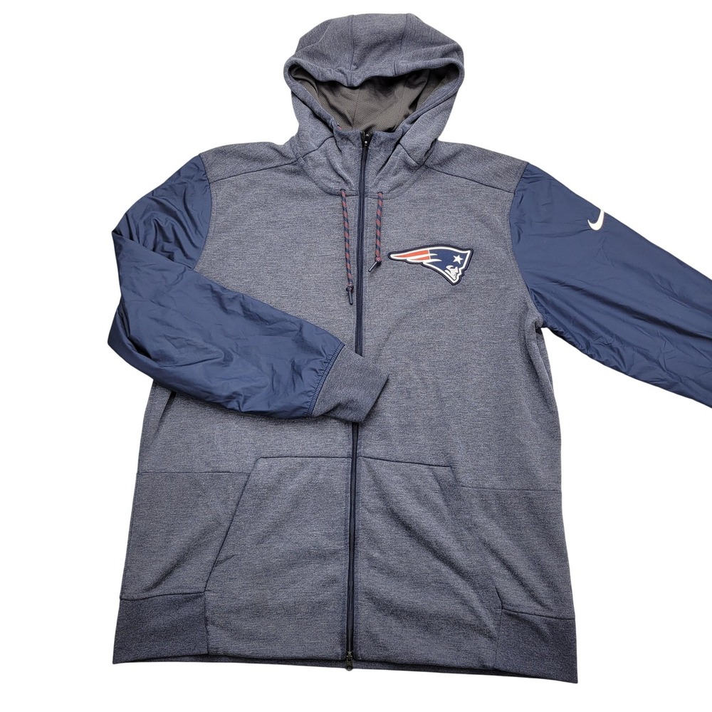 Nike Dri Fit Full Zip Jacket New England Patriots Mens XL Gray NFL Football